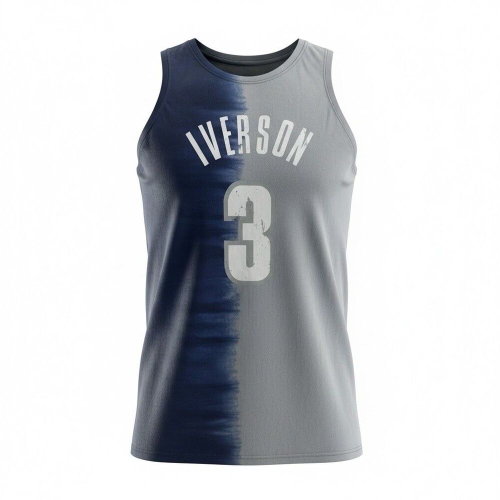 Mitchell & Ness Allen Iverson #3 Georgetown Hoyas Tie-Dye Tank Top Jersey/Shirt - Picture 2 of 11